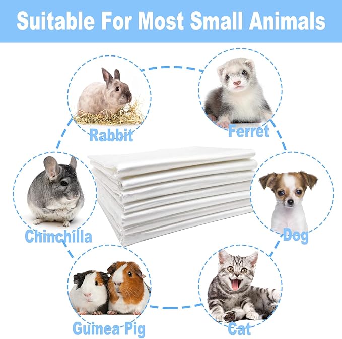 100 Pcs Disposable Rabbit Cage Liner, 27'' X 19'' Bunny Cage Tray Liners Clear Plastic Guinea Pig Toilet Film for Bunnies Ferrets Chinchillas Birds Small Animal - Leak Proof & No Mess