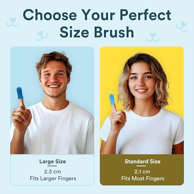 Jasper Large Dog Toothbrush, 360 Degree Pet Tooth Brushing Kit, Cat Toothbrush, Canine Dental Care & Teeth Cleaning Kit, Pet Finger Tooth Brush, Use with Dog Toothpaste, 2-Pack Navy-Blue Large