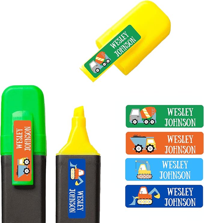 128 Custom Waterproof Dishwasher Safe Kid Name Labels for Daycare, School Supply, Baby Bottles, Lunch Boxes and Cups, Travel. Cute Personalized Design Name Stickers (Pattern 10)