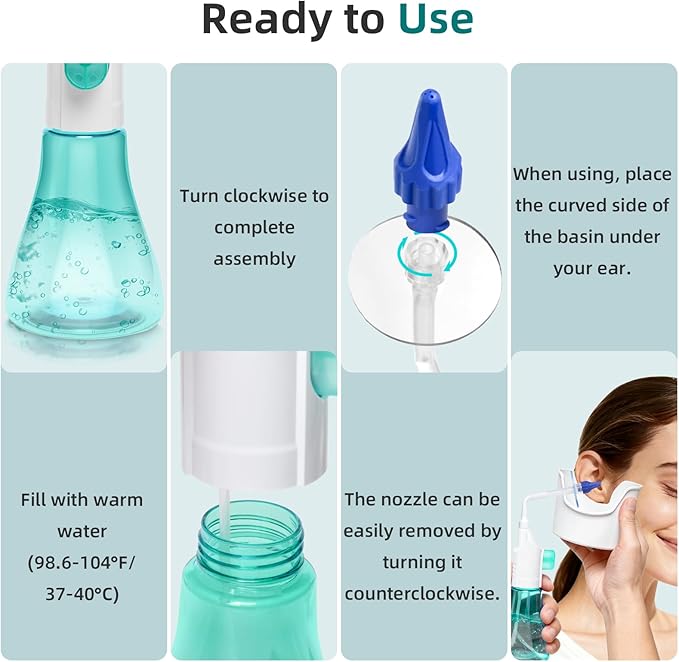 Ear Wax Removal Tool, Ear Cleaning Kits Safe Ear Irrigation Kit Ear Flush Kit for Adults Kids, Ear Wax Washer Device with LED Earwax Spoon, Basin, Bulb, Curette Kit, Towel,Tips,Storage Box,Green,50pcs