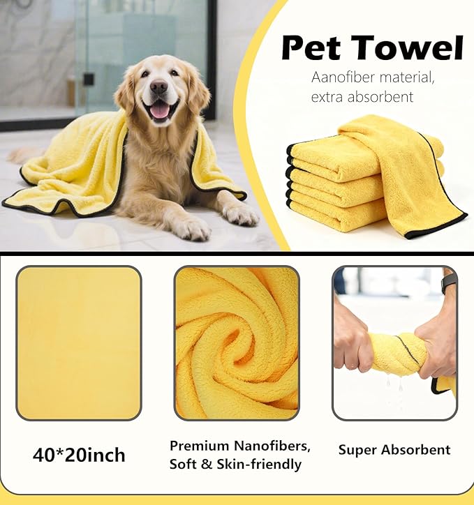 Dog Bath Supplies, 6PCS Bath Grooming Kit with Storage Bag - Self Cleaning Slicker Brush, Shampoo Brush & Scrubber, Dog Grooming Gloves for Short & Long Haired Dogs & Cats (Pink)