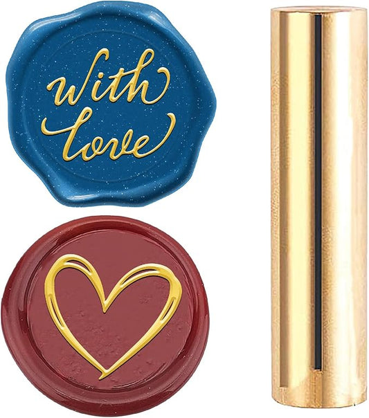 CRASPIRE 2 Sides Pattern Wax Seal Stamp 15mm Mini with Love Heart Soild Brass Wedding Valentine's Day Vintage Sealing Stamp for Invitations Envelopes Card DIY Craft Birthday Decorative Gift