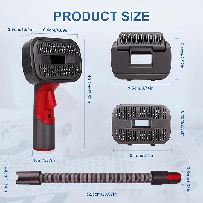 Pet Dog Hair Grooming Brush Vacuum Attachment Compatible with Dyson V7 V8 V10 V11 V12 V15, Cat and Dog Grooming & Shedding Tools