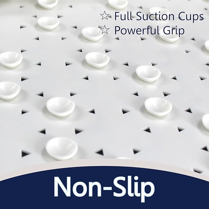 SafeLand- Non-Slip Bath, Shower, Tub Mat, TPR Material, Eco-Friendly, Non-PVC, Machine Washable, No Odor, with Powerful Suction Cups and Drain Holes, Tweed (15"x30" Blue)
