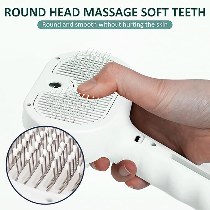 3 In 1 Self Cleaning Steamy Pet Brush, Pets Spray Hair Removal Comb - Anti-Static, Dog Grooming Tool with Steam & Self-Cleaning, Skin-Friendly Design + Bathing Solution