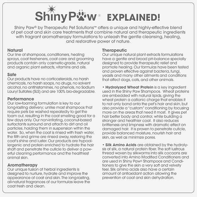 Unscented Dog Shampoo for Sensitive Skin by Shiny Paw 16 oz | Hypoallergenic Tearless Dog Shampoo Itchy Skin Relief | Dandruff Free | Made in USA