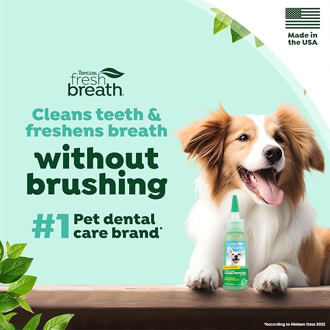 TropiClean Clean Teeth Gel for Dogs | Dog Dental Care | Dog Toothpaste | Breath Freshener | Easy Teeth Cleaning | Made in the USA | 2 oz