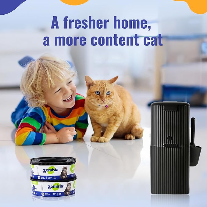 2 Pack Cat Litter Refill Bags, Non-See-Through Jumbo 60FT Cartridge Refill Total Up to 36 Weeks (Over 8 Months) Per Cat for Odor Control, Compatible with Genie Standard, Plus