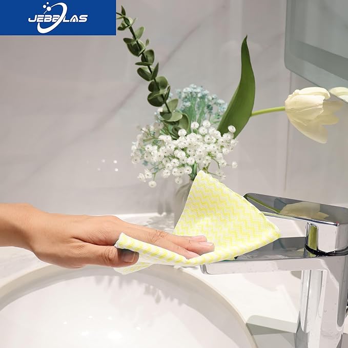JEBBLAS Reusable Cleaning Cloths Handi Wipes Reusable Cloths Dry Cleaning Cloths Dish Towel Dish Cloths Handy Cleaning Wipes,Pack of 100, Yellow