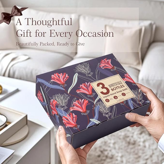 ROMIIE ZOI Liquid Hand Soap Refill Gift Set – Honeysuckle Scent, 3 Pack (26 Fl Oz Each), Cruelty-Free, Biodegradable & Gentle Formula for Sensitive Skin, Kitchen, Bathroom & Dispenser