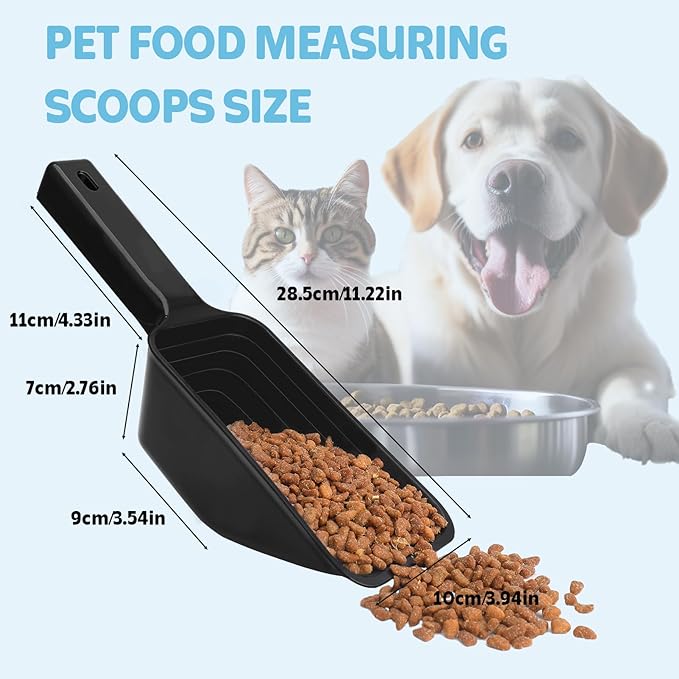 2 Cup Dog Food Scoop, 10 Pack Pet Food Scoop with Measuring Lines for Dog, Cat, Bird, and Rabbit, Accurate Feed Scoop, Dishwasher Safe (Black)