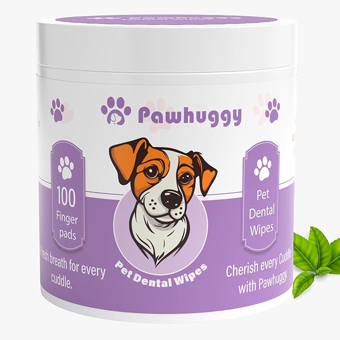 100 Finger Wipes - Pet Dental Wipes for Dogs & Cats - Dog Teeth Cleaning Powder & Toothpaste Alternative - Dog & Cat Teeth Cleaning Wipes - Freshen Breath & Reduce Plaque
