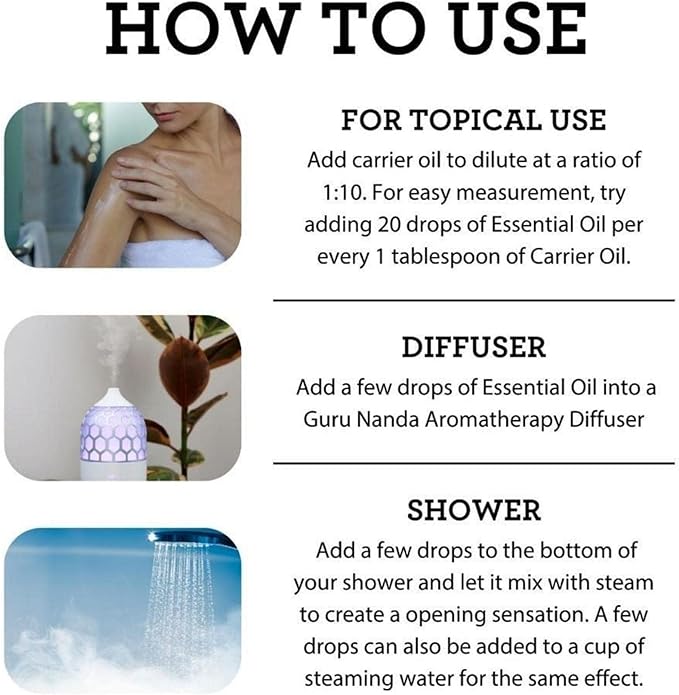 GuruNanda Sleep Essential Oil Set (Pack of 3 x 0.34 Fl Oz) - 100% Pure, Natural & Undiluted Cedarwood, Frankincense & Lavender Aromatherapy Oils for Diffuser - Perfect for Massages & DIY Recipes