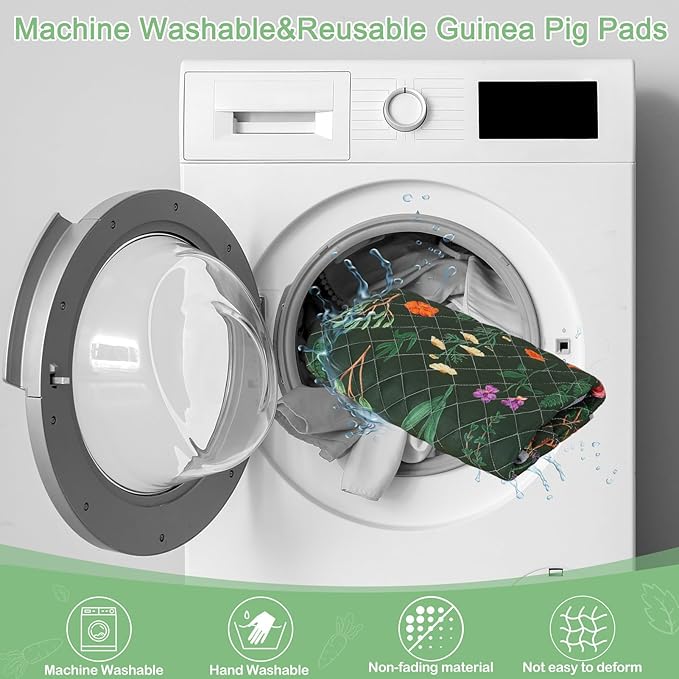 Bienbee Guinea Pig Bedding, 2 Pack 29" x 16" Reusable Guinea Pig Cage Liner Waterproof and Absorbent Small Animal Bedding Washable Guinea Pig Pee Pads for Small Pet Hamster Rabbit Squirrel,Green