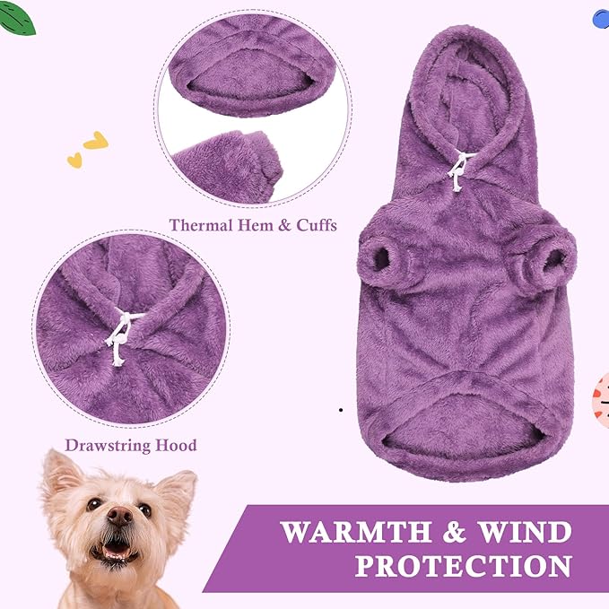 4XL Dog Sweaters for Large Dogs,Dog Hoodie,Warm Fuzzy Fleece Sweatshirt with Hood & Pocket,Leash Hole,Cozy Cold Weather Pet Clothes Sweater Hoodie for Large Dogs(Purple,4XL)
