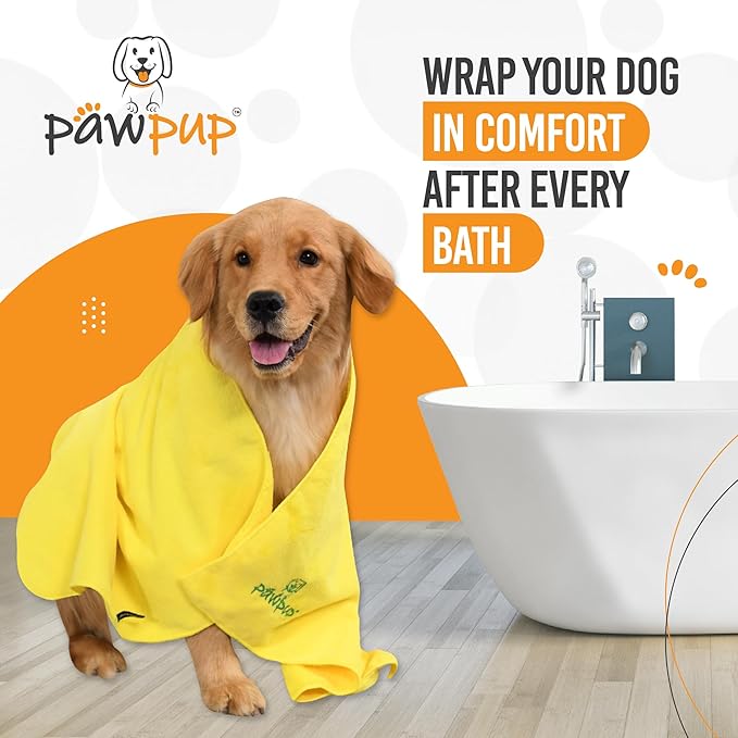 Dog Towels for Drying Dogs Super Absorbent Microfiber Pet Grooming Towel for Dogs, Cats and Other Pets (40 x 24 Inches, Yellow and Green)