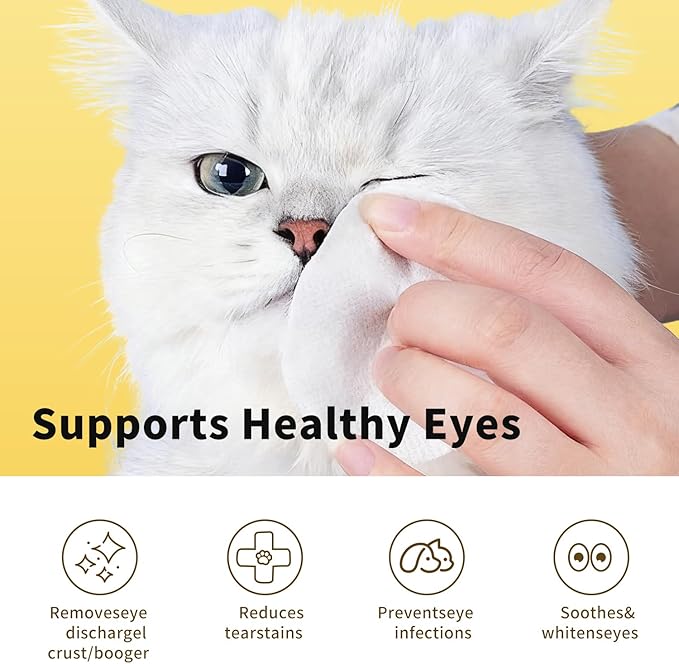 MIOSSZI 520 PCS Pet Eye Wipes for Dogs & Cats Tear Stain Remover Wipes for Dog Eyes Wipes Gently Remove Tear Stain, Debris, Discharge Hypoallergenic Cat Eye Wipes Pet Cleaning for Eyes Grooming Wipes