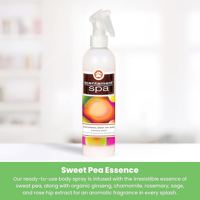 Best Shot Scentament Spa Botanical Body Spray, Body Spray Conditioner for Pets, Cat and Dog Cologne Spray, Sweet Pea, 8 Oz