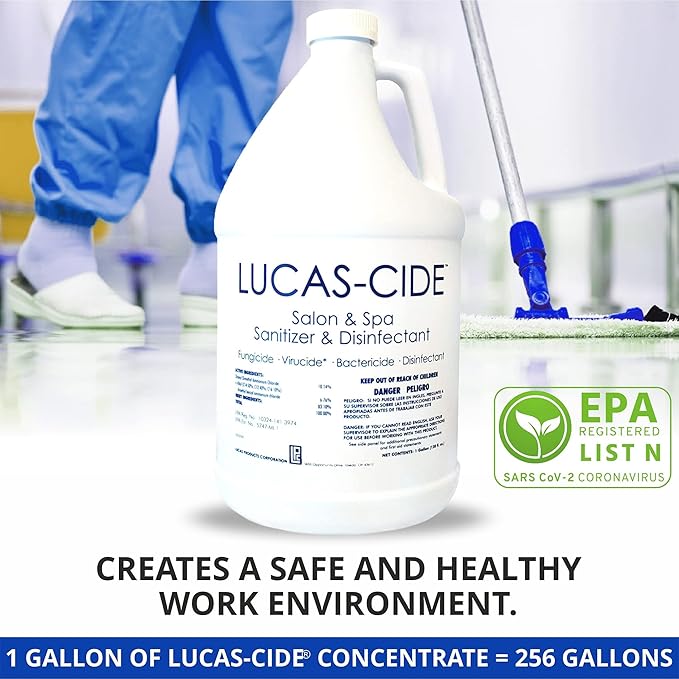 LUCAS-CIDE Salon and Spa Disinfectant Multipurpose Surface Sanitizer, Hospital Grade, EPA Disinfectant Cleaning Supplies Solution 128 Fl Oz - Blue