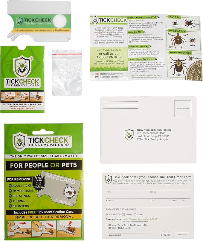 Tick Remover Card - Wallet Sized Tick Removal Tool with Free Tick ID Card & Testing Information - for People, Dogs, Cats (5)