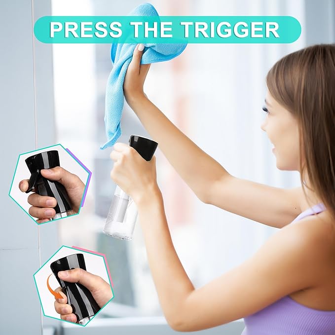 hair spray bottle, ultra-fine spray continuous spray bottle (200ml/6.8oz), used for hair design, vegetation, cleaning and skin care - empty, reusable (Black)