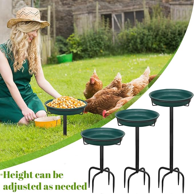 35.5In Freestanding Birdbaths Bowl Outdoor, Standing Garden Bird Bath Bird Feeder Bowl with Metal Stake, Detachable Decoration Spa Birdfeeder for Garden Patio Yard Lawn, 4 Spiky Feet (D)