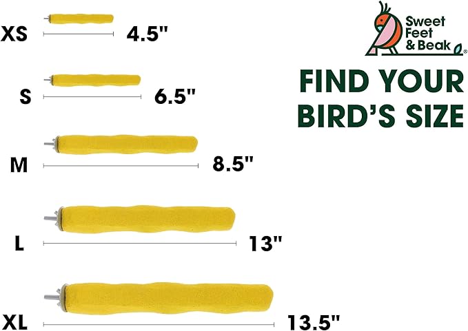 Sweet Feet and Beak Comfort Grip Safety Perch for Bird Cages - Pedicure Perch for Birds to Keep Nails and Beaks in Top Condition - Safe Easy to Install Bird Cage Accessories - X-Small 4.5"