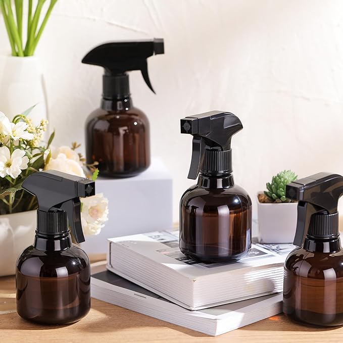 Jinei 24 Pcs 8 oz Empty Plastic Spray Bottle with Trigger Sprayers Pet Adjustable Head from Fine to Stream Refillable for Hair Plants Cooking Pets, No Leakage(Black)