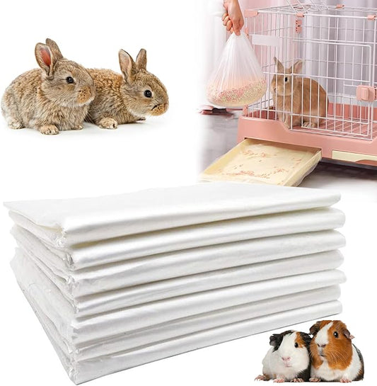 100 Pcs Disposable Rabbit Cage Liner, 27'' X 19'' Bunny Cage Tray Liners Clear Plastic Guinea Pig Toilet Film for Bunnies Ferrets Chinchillas Birds Small Animal - Leak Proof & No Mess