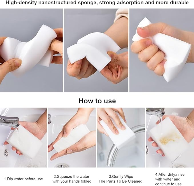 50 Pack Extra Thick Multi-Purpose Melamine Sponge,Magic Sponge Eraser,Household Extra Large Melamine Cleaning Pads No Scratches Cleaning Sponge,Floo,Bathroom,Kitchen