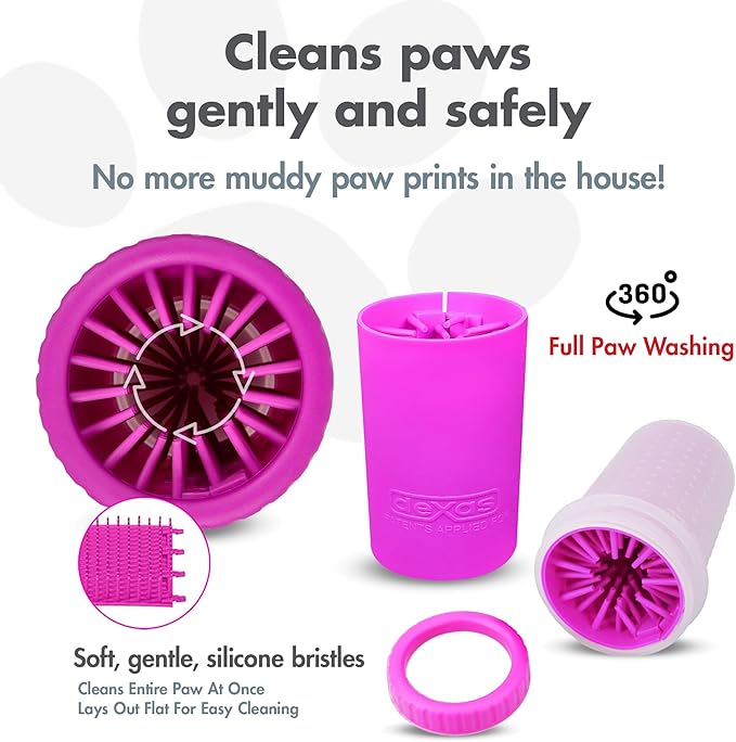 Dexas MudBuster Portable Dog Paw Washer/Paw Cleaner, Medium, Fuchsia