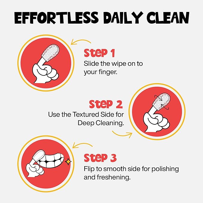 Dog Teeth Cleaning Wipes 60 Packs - Fragrance-Free Dental Wipes to Reduce Plaque & Tartar for Dogs & Cats - Pet Dental Wipes for Oral Freshness