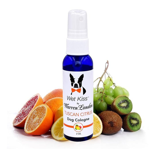 Warren London Wet Kiss Dog Cologne Spray – Tuscan Citrus | 2 oz Long-Lasting Odor Eliminator & Coat Freshener for Dogs & Cats