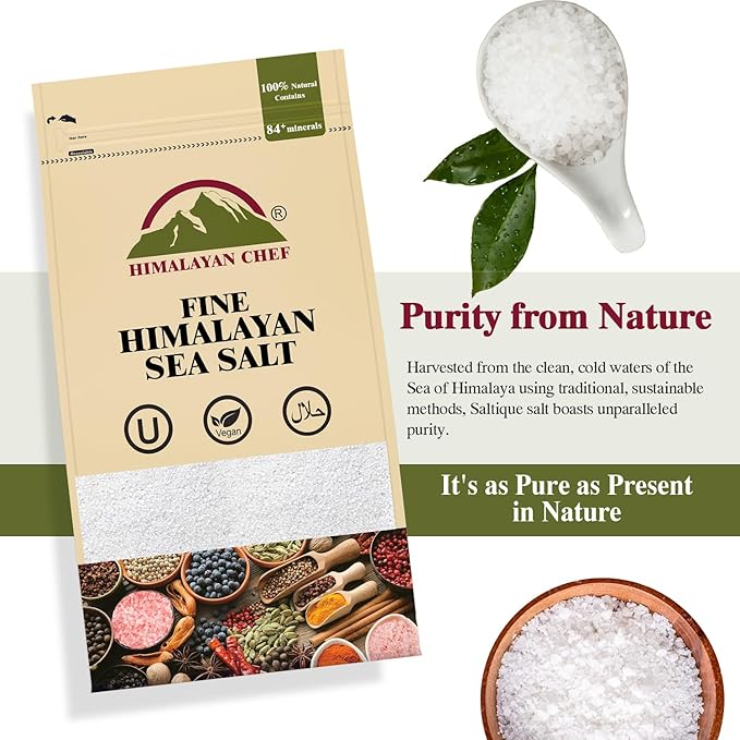 Himalayan Chef Sea Salt, All-Natural Fine Grain, 48-ounce sea Salt Bag, Non-Iodized, No Additives, Unrefined Mineral Salt for Daily Cooking & Seasoning