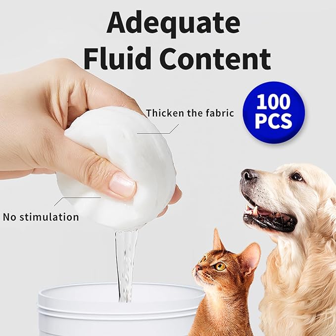 100 - pcs Natural Pet Eye Wipes. Soothing, Crafted with Natural, Non - irritating Aloe Vera & Chamomile extracts. for Removing Tear Stains and Cleaning Eye gunk in Both Cats and Dogs