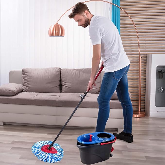 2 Pack Mop Replace Heads Compatible for OCeda, Spin Mop Refill Head Replacement for RinseClean 2-Tank System - Fluffy Microfiber, Machine Washable and Easy to Replace