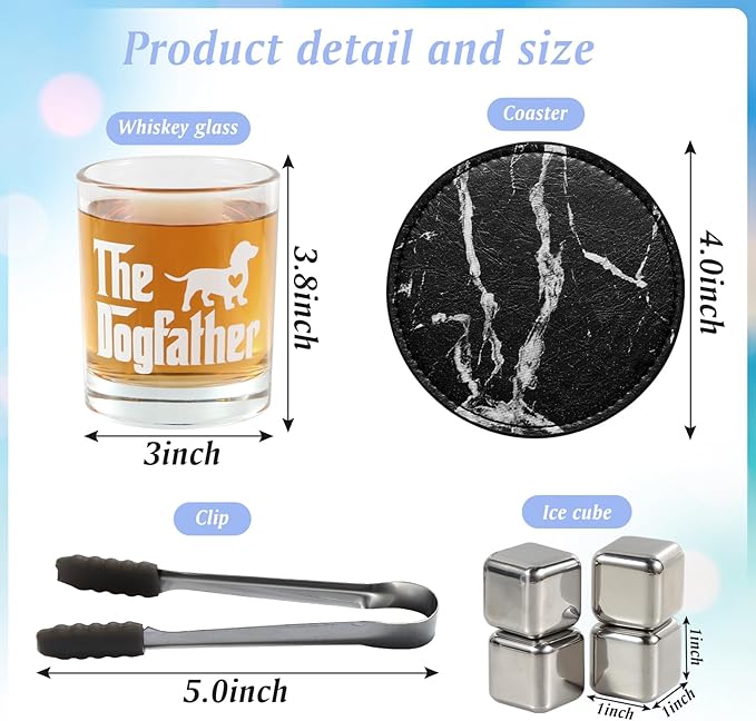 14 Pieces Dog Dad Gifts for Dad for for Men, Dog Gifts for Dog Lovers Including Whiskey Set Socks Keychain Hat Bottle Opener Greeting Cards Sented Candle