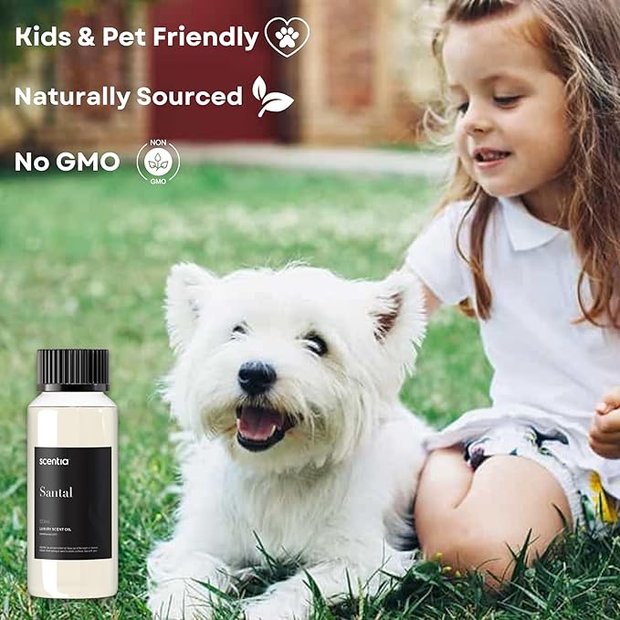 Scentia Santal Diffuser Oil 120ml – Luxury Santal-Inspired Oil – Cedarwood, Amber, Musk, Vanilla – Essential Oil Blend for Large Rooms, Cold-Air Diffusers, HVAC & Ultrasonic Use