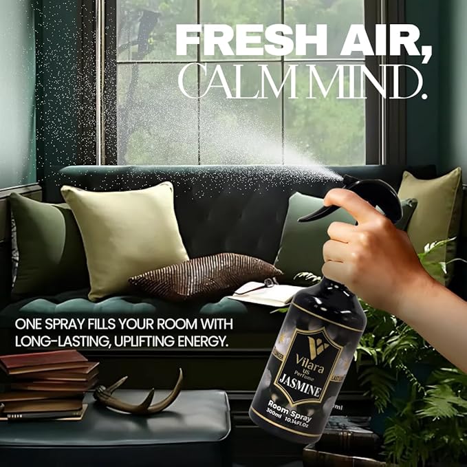 Room Spray Freshener - Long-Lasting Luxury Scents - Room and Linen Spray for Bedding, Sheets, Fabric, Furniture for Aromatherapy - 10.14 fl oz (Jasmine)