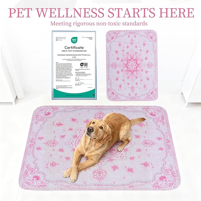 Homimp Washable Pee Pads for Dogs, 2 Pack Reusable Puppy Pads Waterproof, Absorbent and Leakproof Dog Pee Pads, Non Slip Puppy Training Pads, Pet Mat for Floor,Crate,Couch,Whelping,Pink, 24"x36"