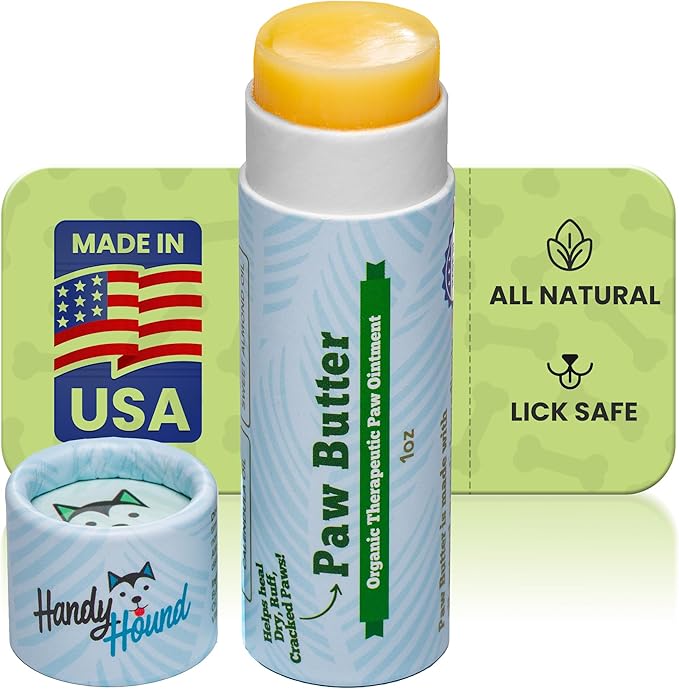 Handy Hound Dog Paw Balm - Paw Butter – Ultimate Dog Paw Protector & Dry Skin Treatment - Nourishing Paw, Nose & Dry Skin Soother - Lick-Safe Paw Balm Dogs Trust - Made in The USA (1 oz)