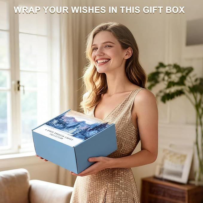 Winter Candle Gift Set, 4 Pack 28oz Soy Wax Scented Candles for Home – Cinnamon Apple, Balsam Fir, Vanilla Bean, Cedarwood & Amber – Cozy Aromatherapy Candles for Christmas, Holiday & Home Decor Gifts