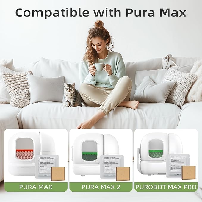 3 Pack Smelling Fresh with N50 Odor Eliminator Exclusive for Pura Max Automatic Self-Cleaning Cat Litter Box - Cat Toilet Odor Control (Old/New Packaging Randomly)