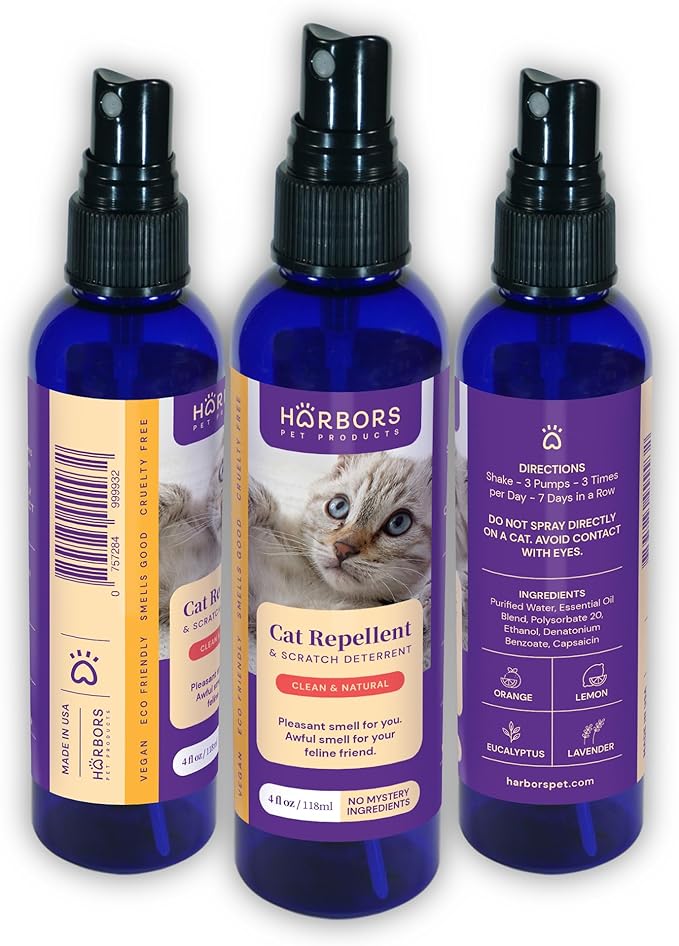 Harbors Cat Scratch and Chewing Deterrent Spray - 4 oz / 118 ml | Formulated with Essential Oils | 100% Satisfied or Return