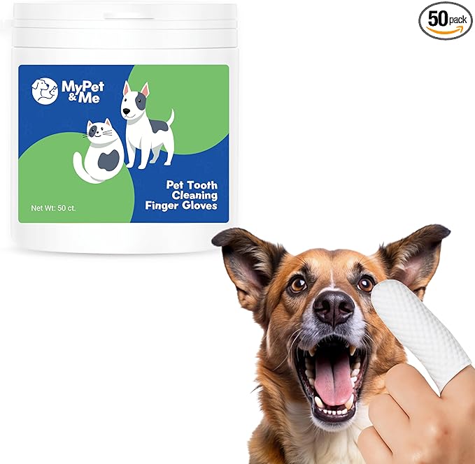 My Pet & Me Dog & Cat Finger Toothbrush Wipes – 50 Ct | Disposable Dental Wipes for Pets | Gentle, No-Rinse Oral Cleaning Gloves for Easy Teeth Care