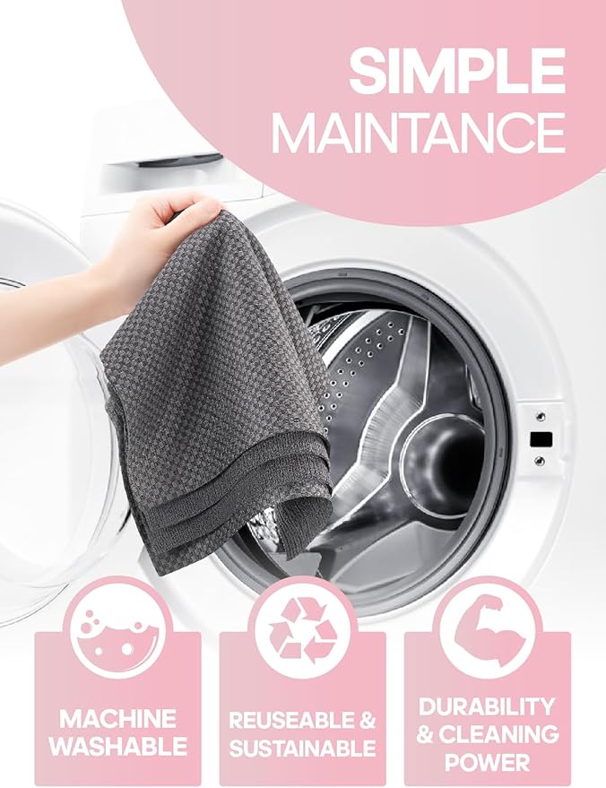 Fantasticlean Large Tear-Away Microfiber Cleaning Cloth Roll - 18'' by 12'', 24 Sheets, Thick Dish Cloths, Super Absorbent Reusable Kitchen Towels (DimGrey)