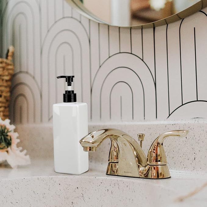 Suream 3Pack Empty Plastic Bottles with Pump, 16.9oz Refillable Shampoo Bottles for Shower, Lotion Press Dispenser, White Countertop Container for Shampoo, Conditioner, Body Soap, Hand Sanitizer, Oil