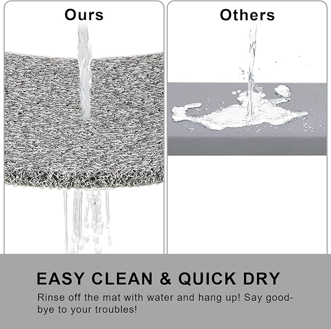 Nonslip Bathtub Mat, Anti Slip Bath Mat 0.6" Extra Thick, Quick Dry Bath Tub Anti Slip Shower Mat, Loofah Non-Slip Bath Mat for Tub Bathroom Pool Kitchen Entryway Home Hotel(Grey 16x24)