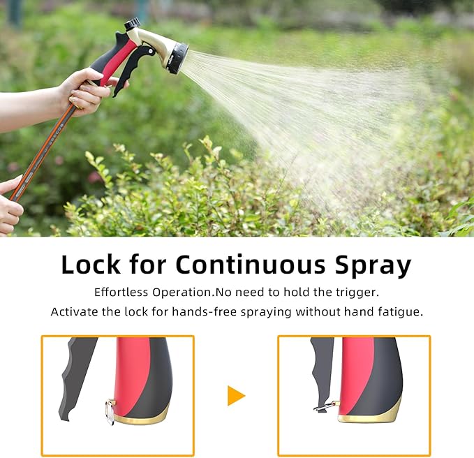 Heavy Duty Garden Hose Sprayer Nozzle, Water Hose Nozzle with 7 Spray Patterns, High Pressure Garden Sprayer with Adjustable Button & Lockable Trigger for Watering Plants & Lawns, Washing Cars, Pets