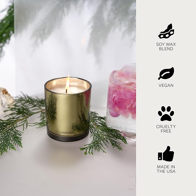 Apotheke Signature Candle Scented Candles for Home, Black Cypress - 10.5 oz Seasonal Soy Wax Jar Candle - Long-Lasting Fall Scented Fragrance with Perfume-Grade Essential Oils